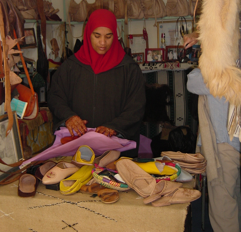 Leatherwork at Centre de l'Artisanat in Tangier